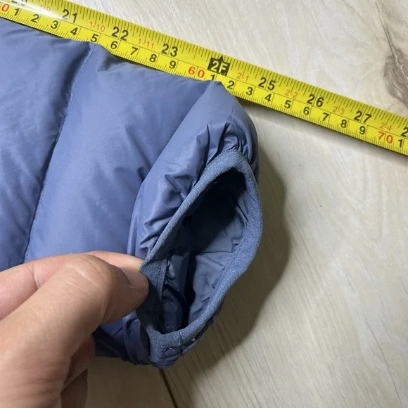 Eddie Bauer 550 Down Puffer Jacket Mens Medium Gray Hooded Lightweight Packable - Picture 7 of 14